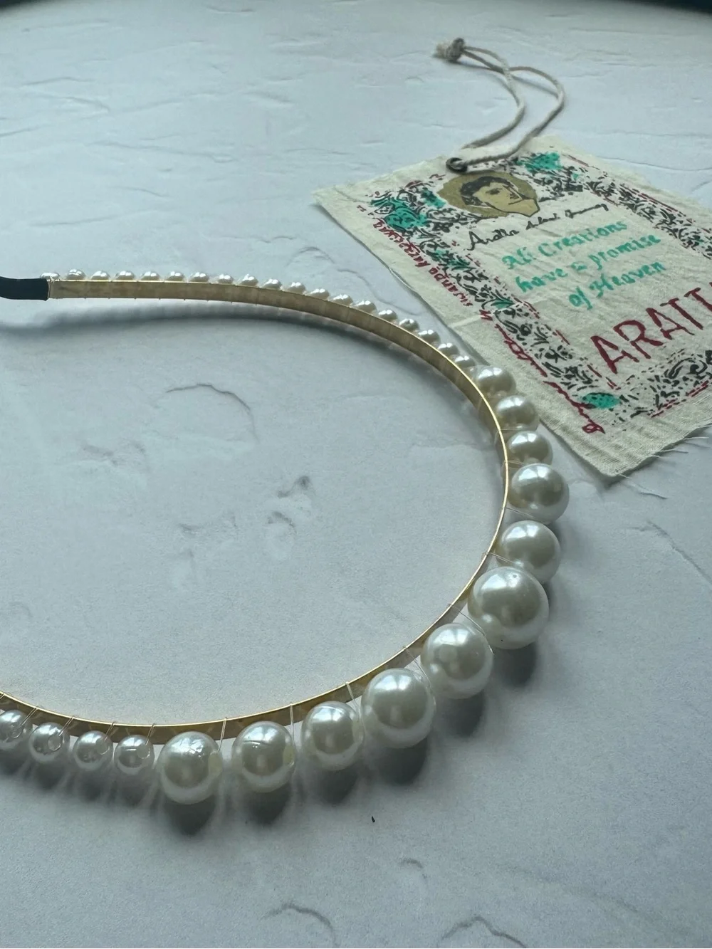 Aratta Gold  Pearl Embellished Headband - Elegant Women’s Hair Accessory